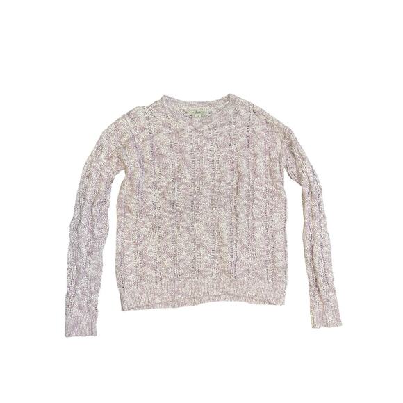 Bass Women Crew Neck Sweater Lavender Open Wave Knit Size M Cotton Blend - Picture 1 of 4